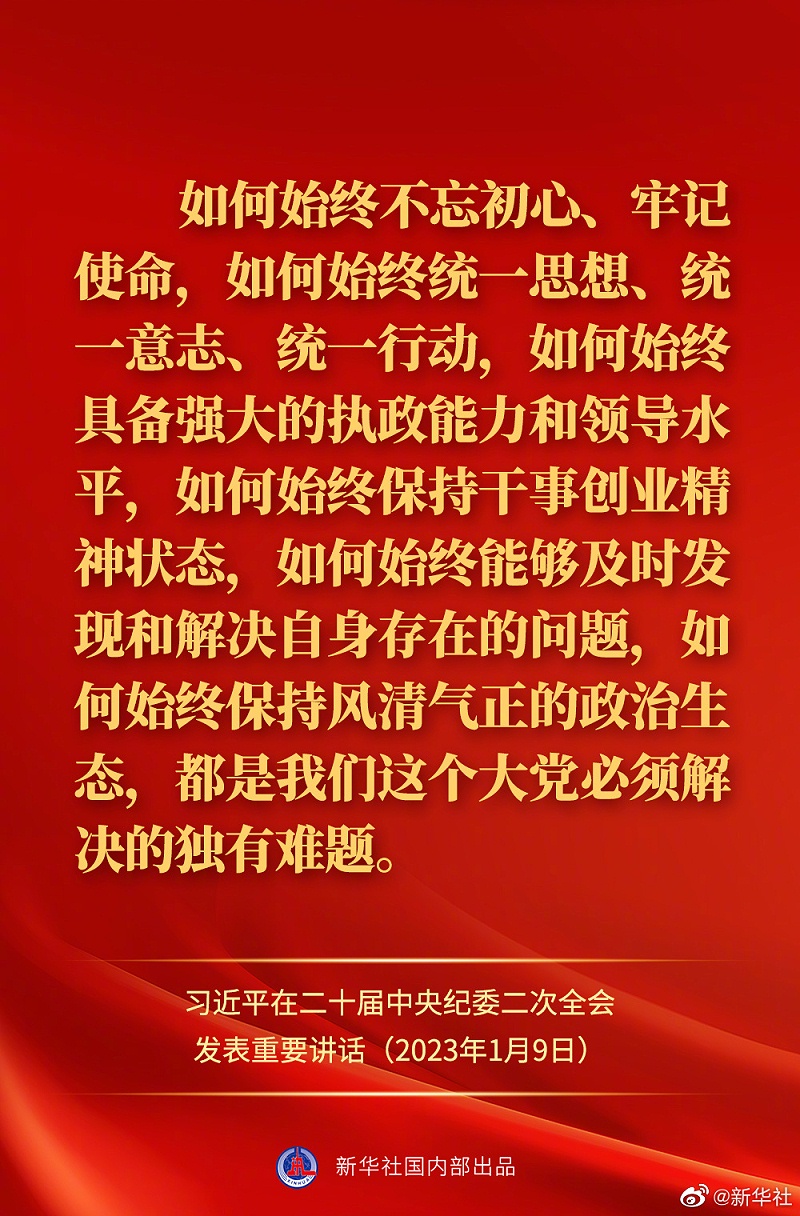習近平在二十屆中央紀委二次全會上發表重要講話